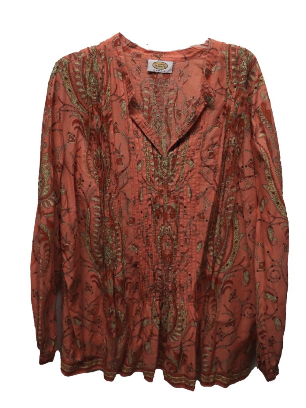 Talbot's Woman salmon pink BOHO cotton tunic, 3X?